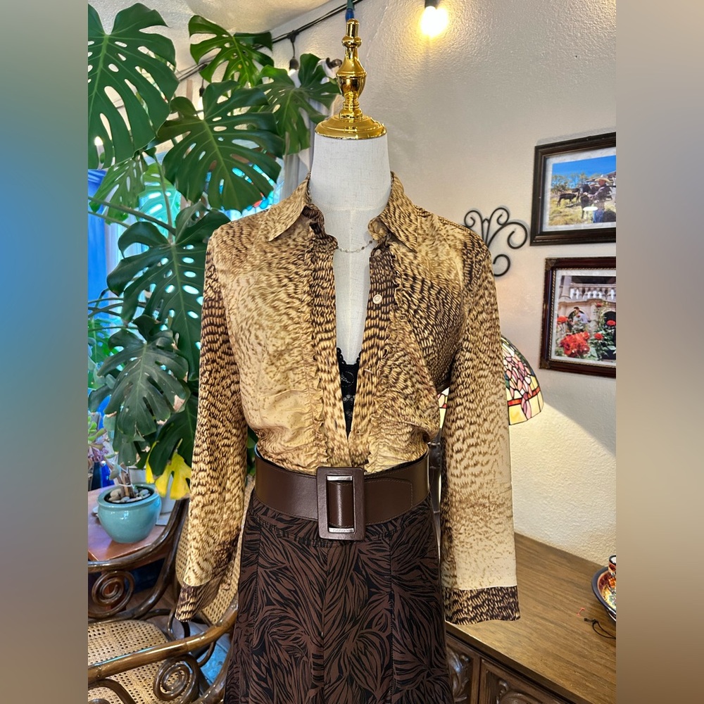 Escada Tan Animal Print Top